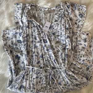 NWT Loft, Size Medium, A-line dress, white with blue flowers